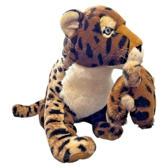 Leopard Mom & Baby Plush Fine Toy Large Leopard And Baby Plush Animals Stuffed - Picture 1 of 10